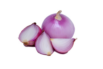 Red onion and isolated on white background