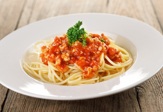 spaghetti pasta with tomato sauce.