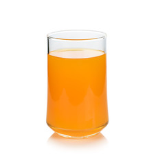 glass of orange juice on white background