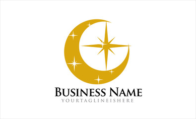 Obraz premium Crescent Moon and Twinkle Star Logo