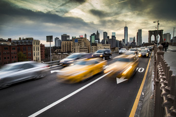 Rush Hour Traffic On The Brooklyn Bridge In New York City