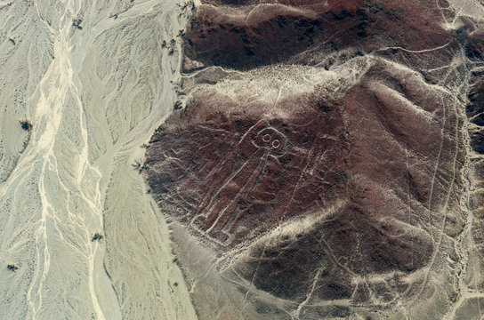  Geoglyphs and lines in the Nazca desert.  Peru
