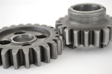 Two gears on white