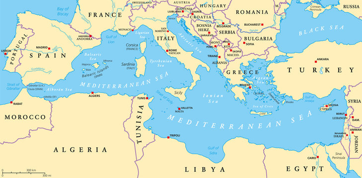 Mediterranean Sea Region Political Map