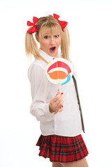 Sensual schoolgirl with lollipops
