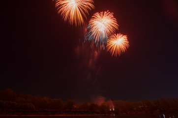 Beautiful firework in honor of the Moscow Victory Day Parade.