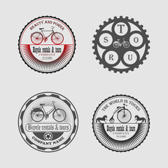 set of labels bicycle, icons, stickers and tools for designers