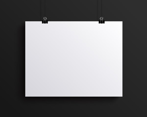 White blank horizontal sheet of paper, vector mock-up