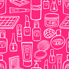 pink cosmetics and products for body care