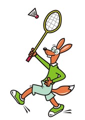 fox, sport, vector humorous illustration