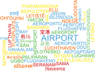 Obraz na płótnie Canvas Airport multilanguage wordcloud background concept