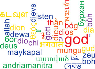 God multilanguage wordcloud background concept