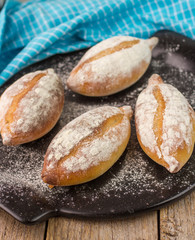 Traditional Italian bread Ciriola Romana. Soft focus
