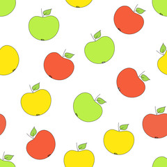 Seamless pattern with apples with apples on a white background.