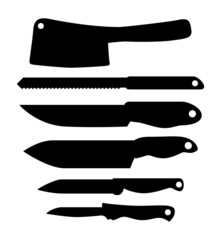 Set of kitchen knifes, vector