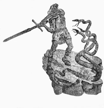 Siegfried oder Sigurd bei der T&ouml;tung eines Drachen