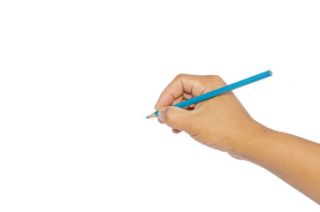 Handle pencil Coloring gesture On a white background