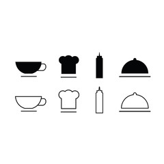 Set of trendy thin modern dining icons in select and deselect
