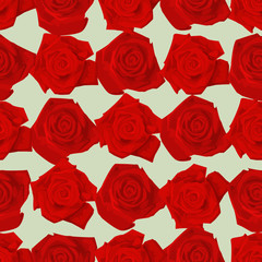 Seamless colorful background made of  red roses in flat simple d