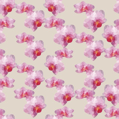 Fototapeta na wymiar Seamless colorful background made of orchids in flat simple des