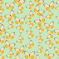 Seamless colorful background made of butterflies in flat simple