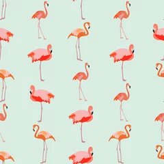 Behang Flamingo Naadloze kleurrijke achtergrond gemaakt van Flamingo in platte eenvoudige des
