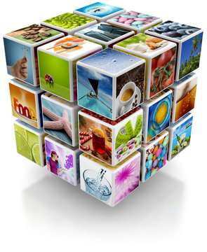 cubic structure with colorful pictures