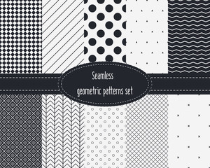 Geometric Seamless Patterns Set. 