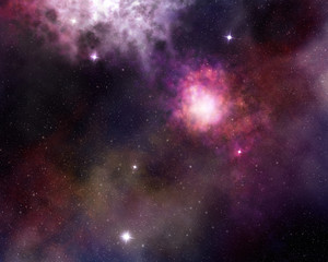 Fototapeta na wymiar nebula and cosmic dust in starry sky