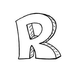  English alphabet - hand drawn letter R