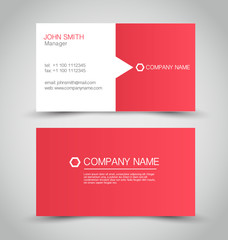 Business card set template. Red and white color.