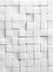 Sugar cubes background, black and white.