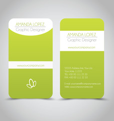 Business card set template. Green and white color. 