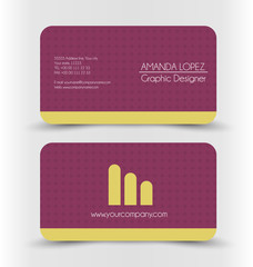 Business card set template. Red and orange color. 