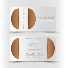 Business card set template. Brown and white color. 