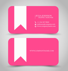 Business card set template. Pink color.