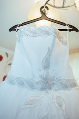 Wedding bridal dress on a custom hanger