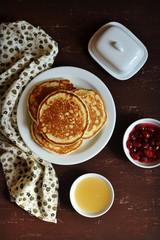 pancakes  with honey and jam 
