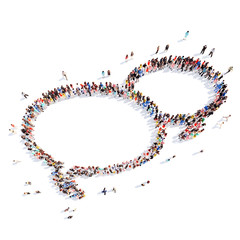 People in the shape of a chat bubble.