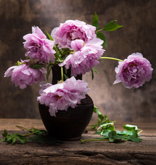Beautiful bouquet of pink peonies