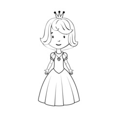 Coloring book: Little girl wearing princess costume