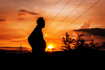 silhouette of man fat