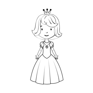 Coloring book: Little girl wearing princess costume