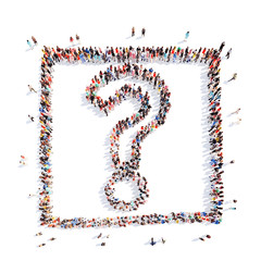 people in the shape of a question mark.