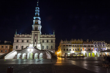 Fototapeta na wymiar Zamosc at night - Poland.