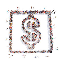 people in the form of money sign Dollar.