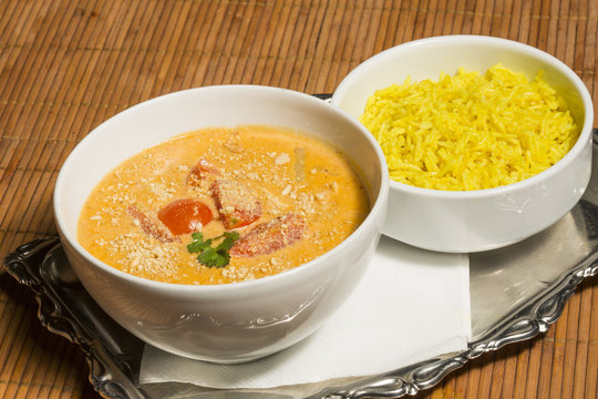 Thai Massaman curry with yellow rice