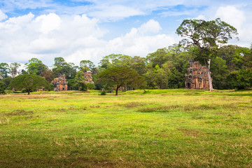 Obraz premium Angkor Thom gardens in front the Elephants Terrace within the An