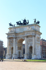 Fototapeta na wymiar Porta Sempione / Arch of Peace in Milan