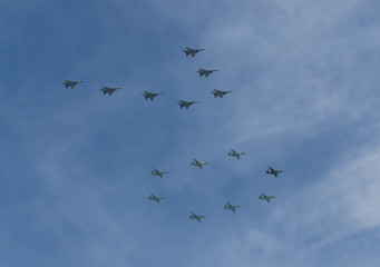 Parade with team Swifts on Mig-29 and Russian Knights on Su-27